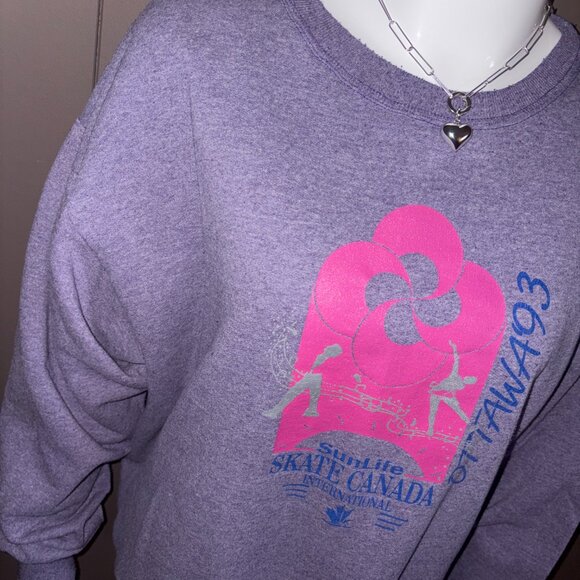 Vintage SunLife Skate Canada Ottawa 93' Purple Pullover Sweatshirt - Picture 3 of 4